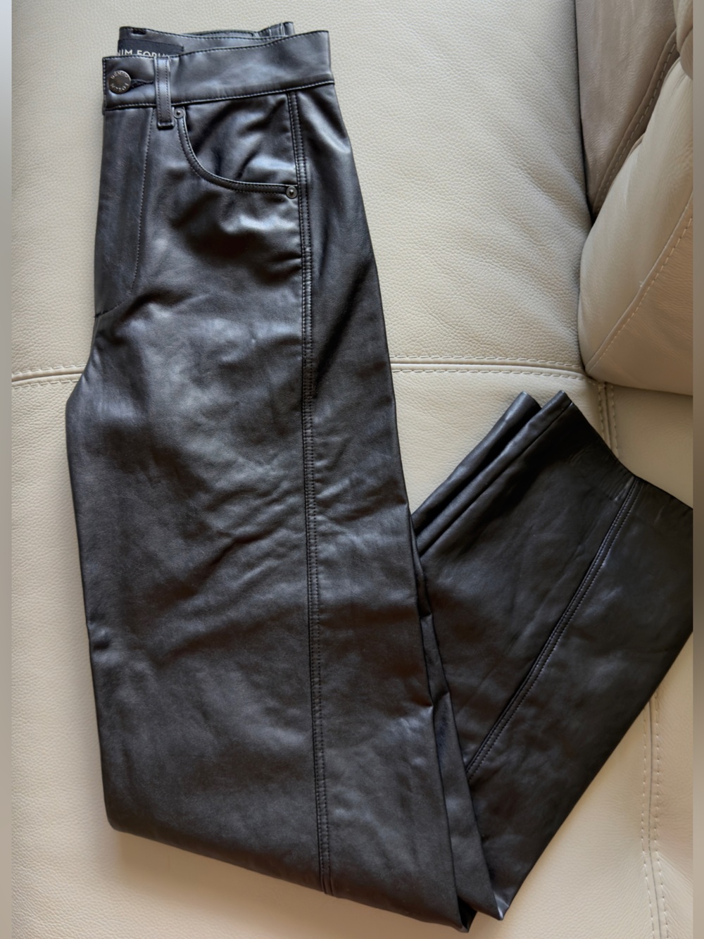 Aritzia Black Straight-Leg Leather Pants